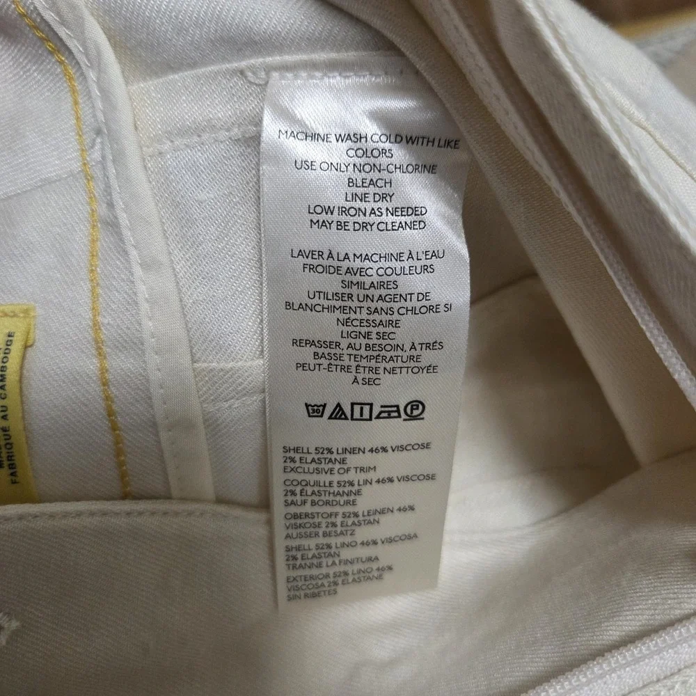 Maeve Anthropologie The Colette Cream Ivory Linen Blend Shorts Womens Size 26 - Picture 10 of 11